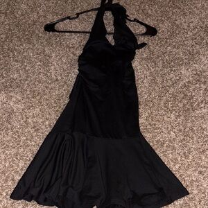 Elegant Black Halter Dress